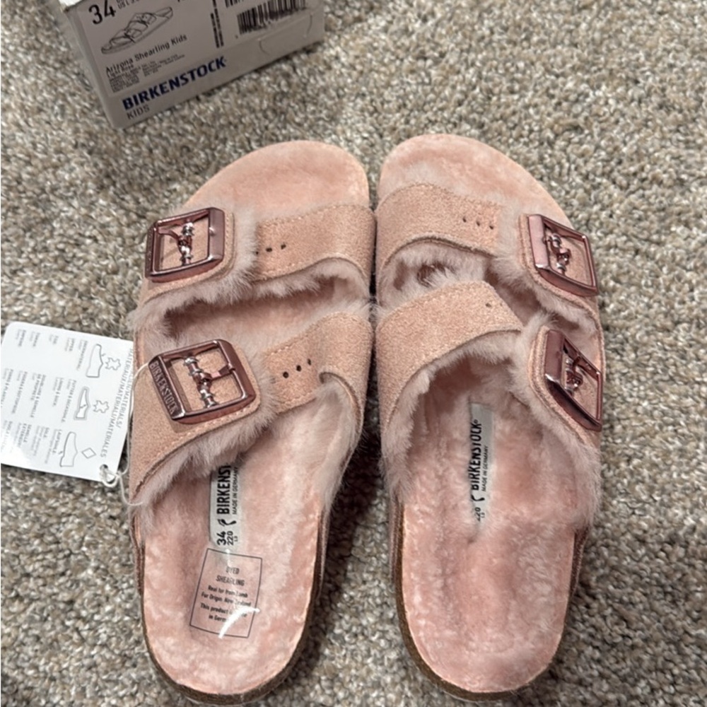 Birkenstock Kids Blush Suede Slippers